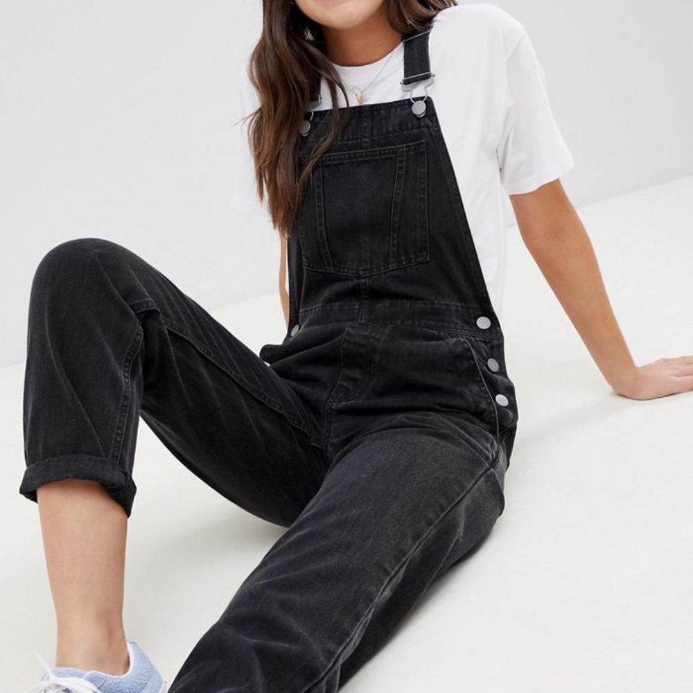 ASOS DESIGN denim overall in washed black